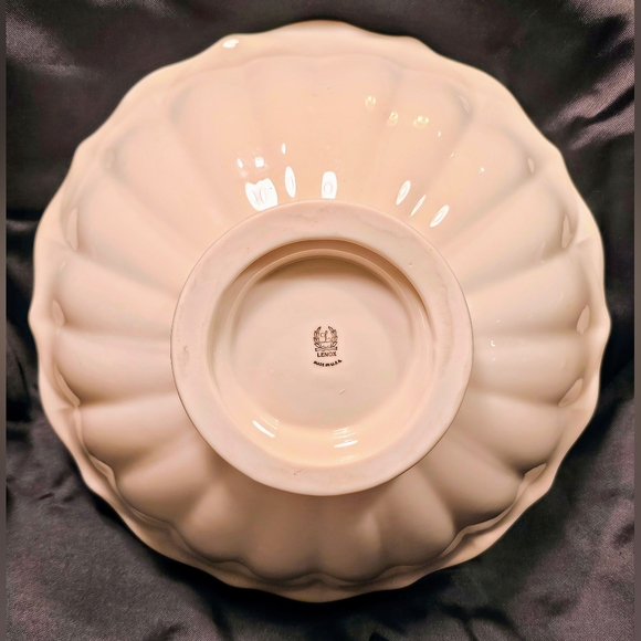 Vintage Lenox Ivory Round Footed Fluted Gold Accent Compote Bowl 10" STUNNING!! - Picture 2 of 7